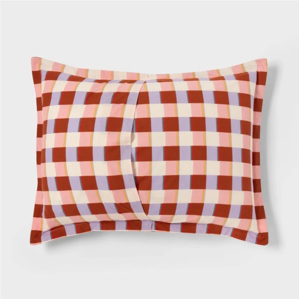 PILLOWFORT NWT flower/plaid reversible kids comforter set -twin